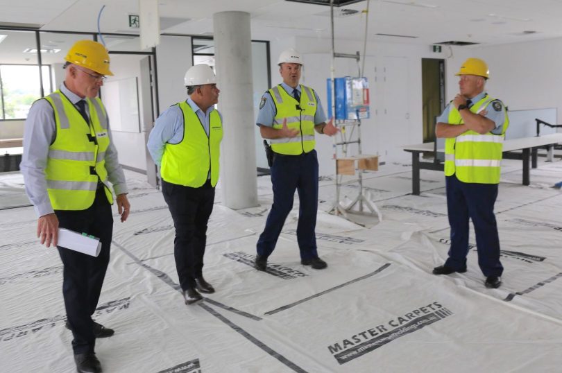 Mal Lanyon, John Barilaro, John Klepczarek and Keith Price inspecting site of new Queanbeyan Police Station.