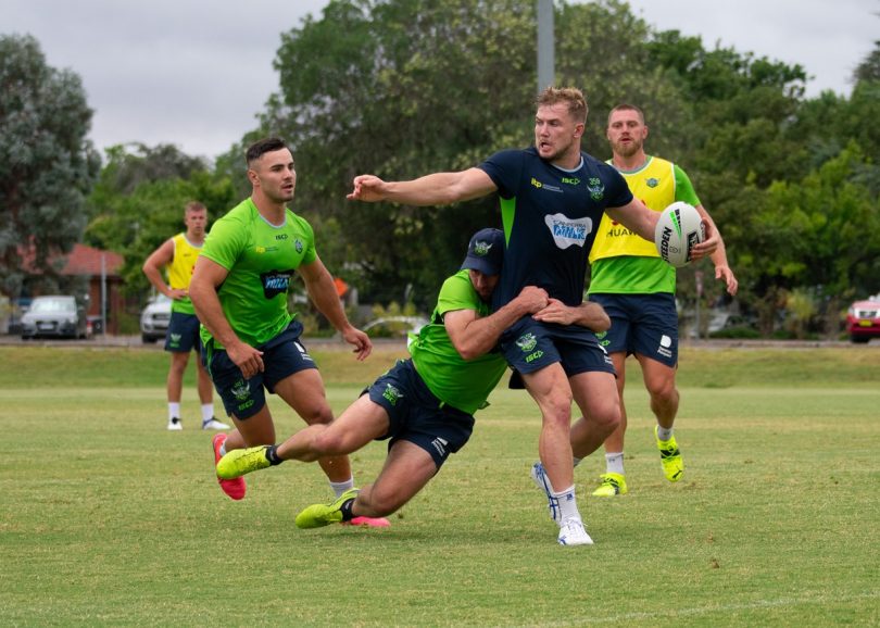 Canberra Raiders players at pre-season training.