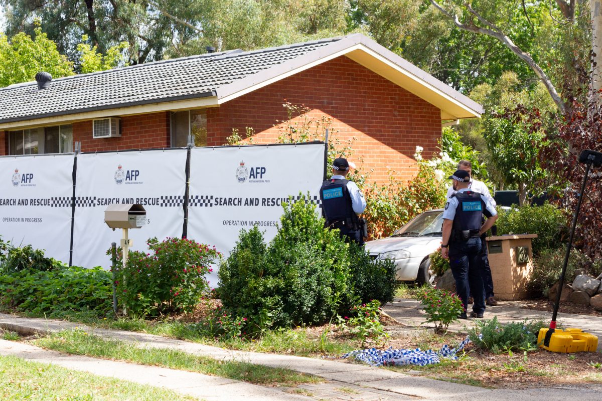police screens around a house