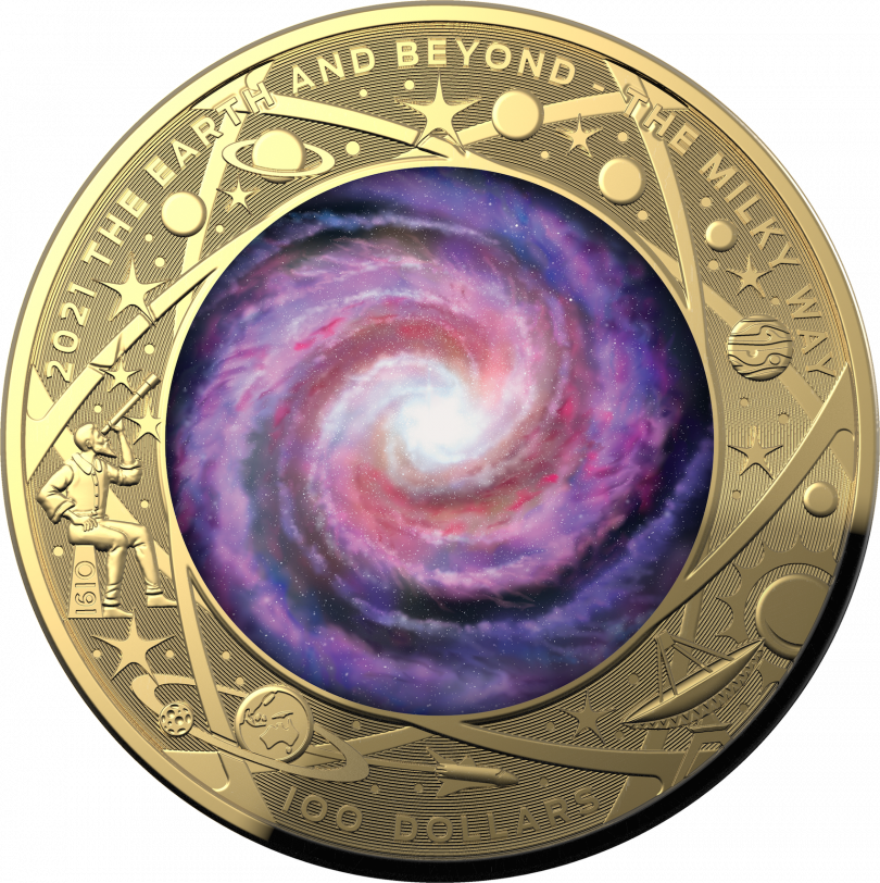 Earth and Beyond the Milky Way $100 gold coin.