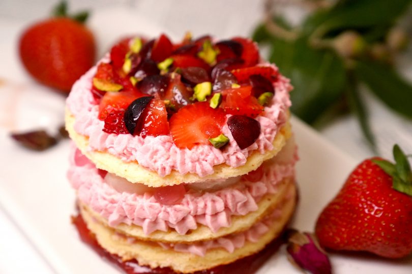 Strawberry Lychee Rose Cake