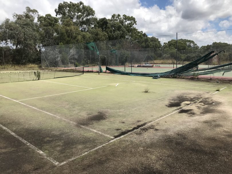 Decaying tennis court at Hawker Tennis Centre.