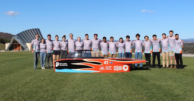 ANU Solar Racing team at Canberra Arboretum.