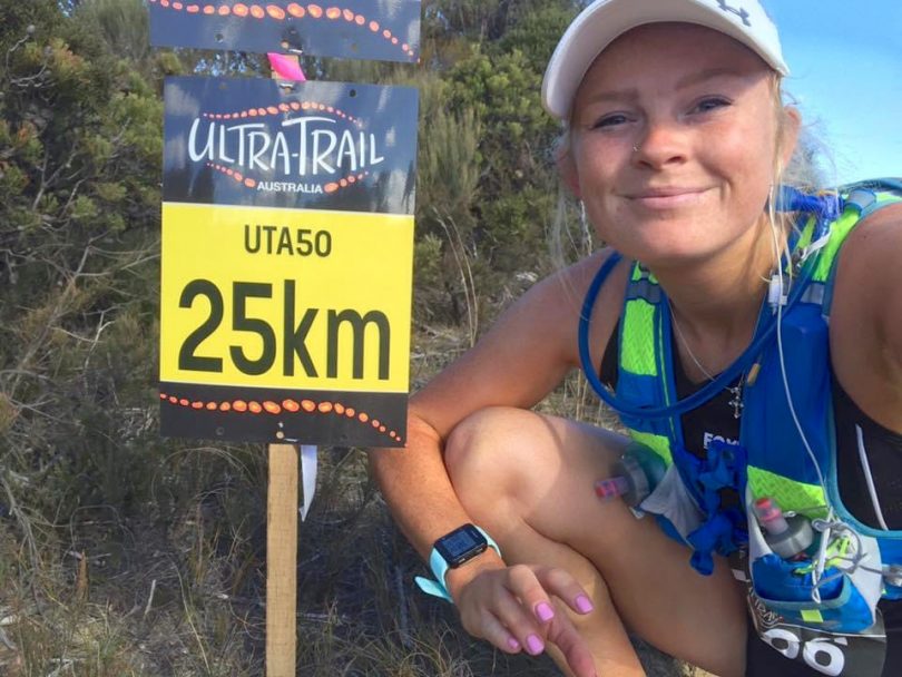 Canberra athlete Kaiti Primrose at the 25km mark a recent run.