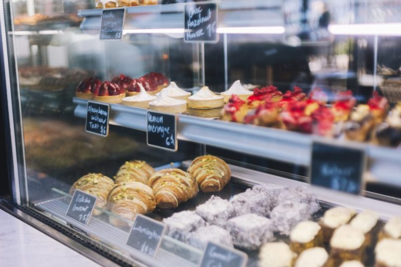 Cakes and pastries on display at Wildflour Artisan Bakery & Cafe