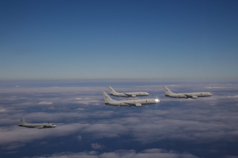 Three P-8A Poseidon aircraft