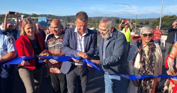 Emergency workers and Aboriginal Elders lead walk across new Batemans Bay bridge