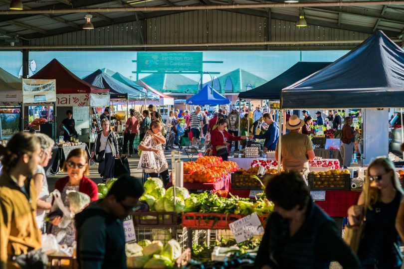 People at the Canberra Region Farmers' Market at EPIC