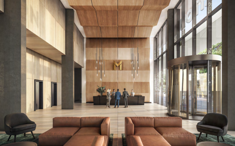 Artist's impression of Meriton Suites entrance and lobby in Canberra CBD.
