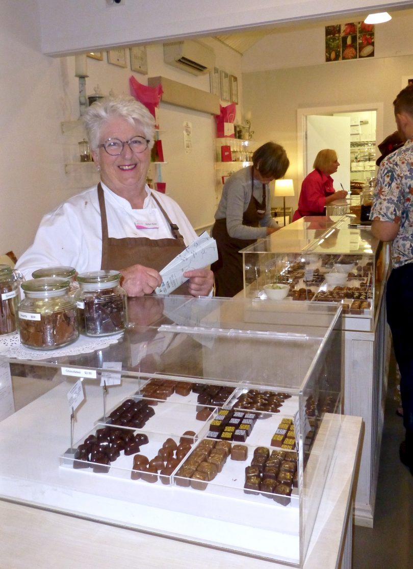 Robyn Rowe with her amazing handmade chocolates at Murrumbateman