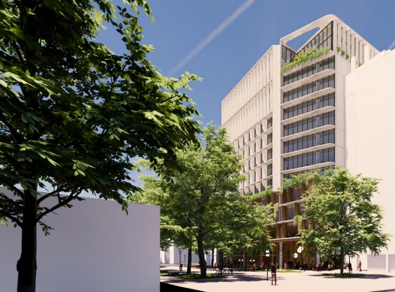 Artist's impression of proposed office block on Petrie Plaza.