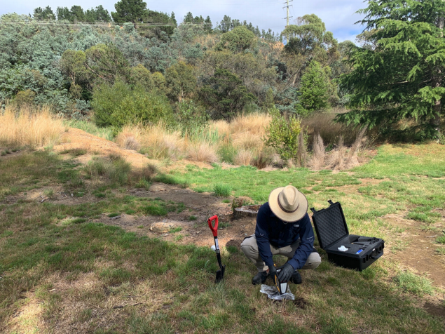 An EPA sampler screening soil