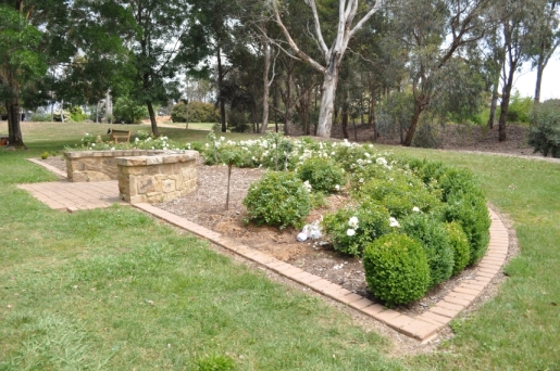 Burial plot and rose garden at Gungahlin Cemetery.