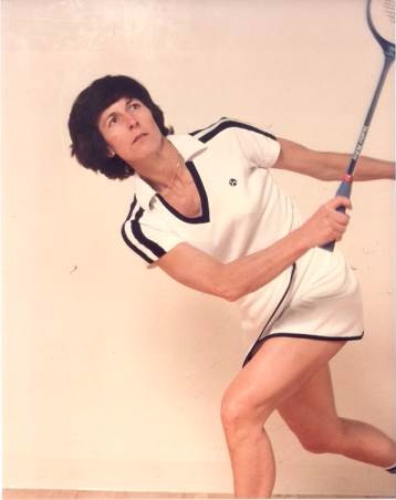 Heather McKay playing squash.