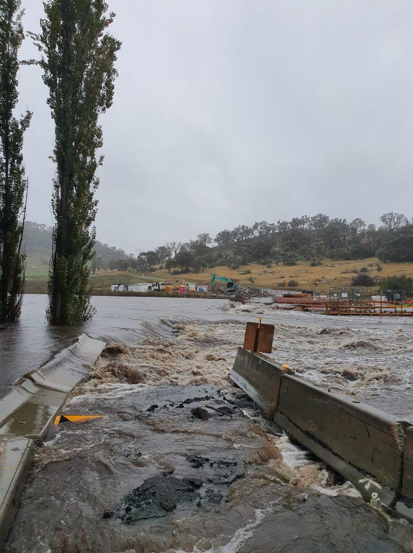 The swollen Gudgenby River