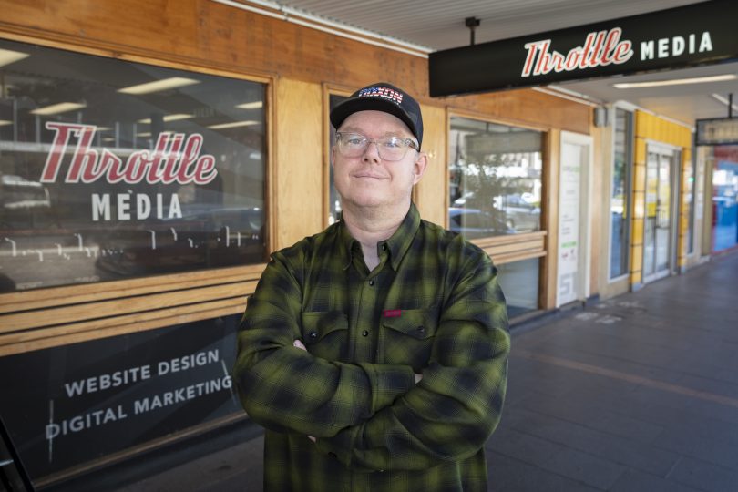 Charlie Tizzard outside Throttle Media in Queanbeyan