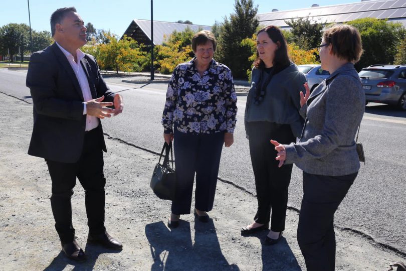 Member for Monaro John Barilaro discusses the plans with members of the Bungendore High School Action Group