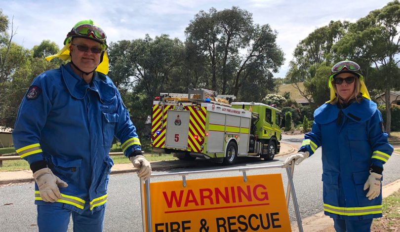 ACT Emergency Services Agency workers on Canberra street