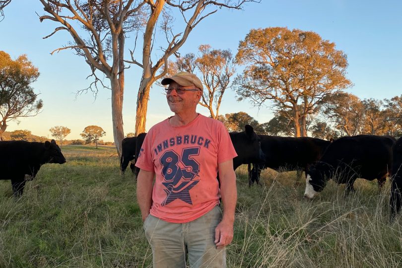 Ed Suttle with cattle on Goulburn farm