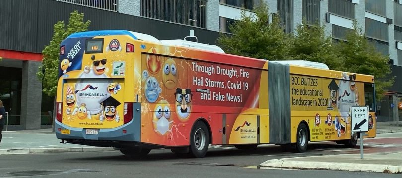 Brindabella College advertising on bus