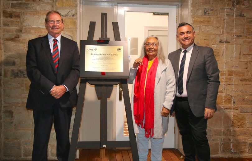 Tim Overall, Dr Matilda House and John Barilaro at opening of Rusten House