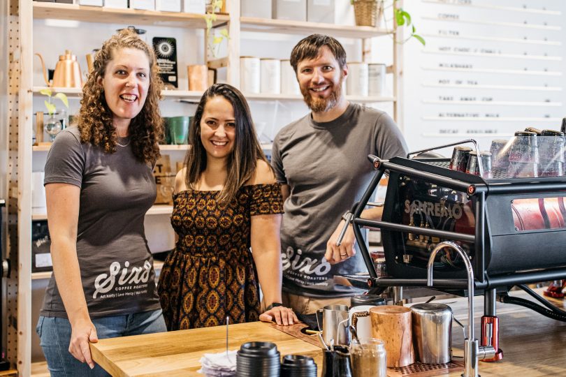 Toni Neuhaus, Milena Rose and Daniel Neuhaus at Six8 Coffee Roasters in Yass