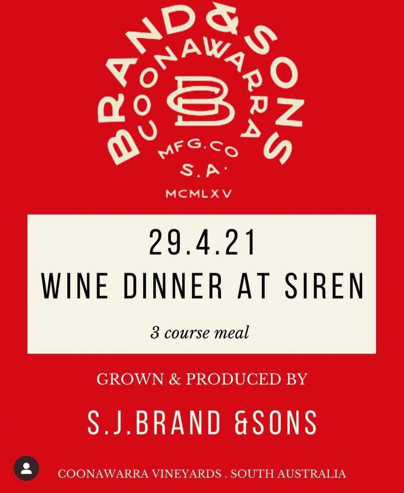 Wine dinner at Siren