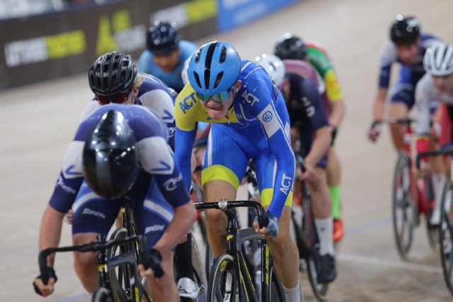 Cameron Rogers competing in cycling race