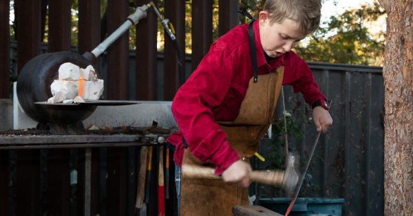 Young blacksmith Freddy Gaffey, 12, forges his own backyard business