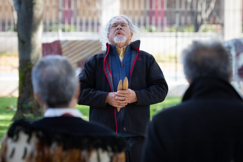 Wally Bell conducting welcome to country