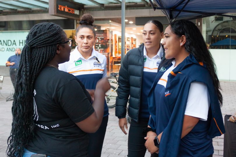 Daisy Matsika speaks with Brumbies Super W players