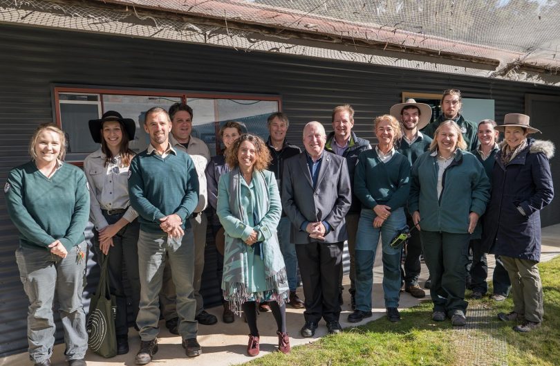 ACT Parks and Conservation Service staff with Rebecca Vassarotti and Mick Gentleman at Tidbinbilla Nature Reserve