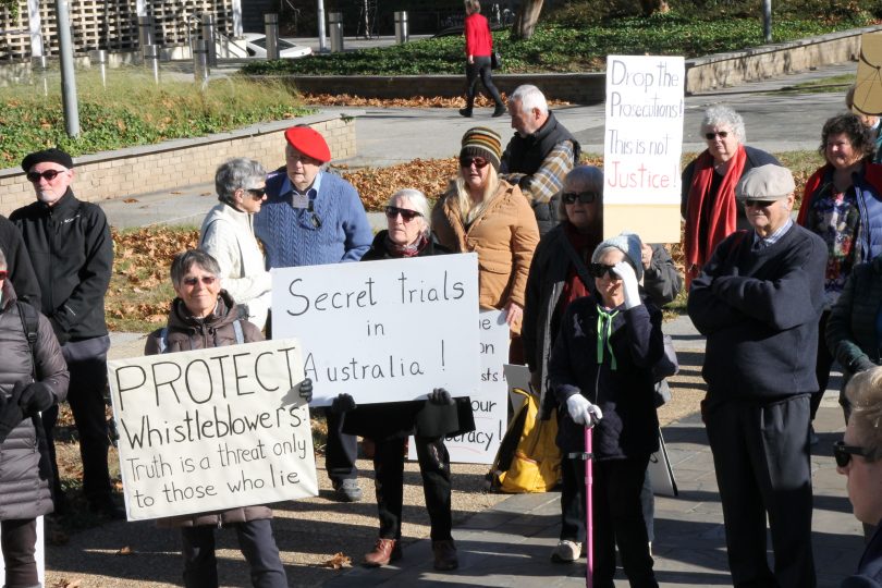 Protestors supporting Bernard Collaery