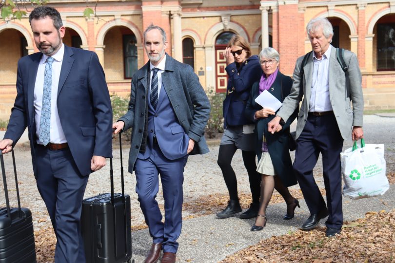 Barbara and Richard Eckersley with their legal team 