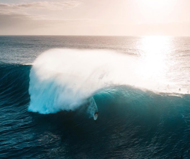 Surfer on a big wave