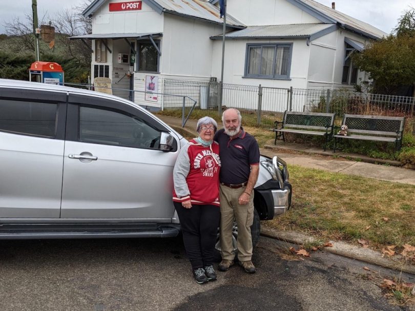 Julie Perryman and Rob Lee Tet outside Dalton Post Office