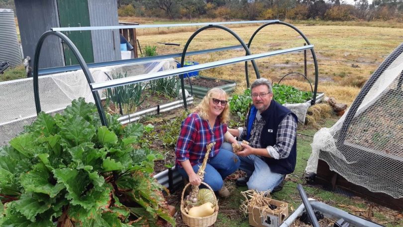 Sharon Law and Mike Stone in vegetable garden