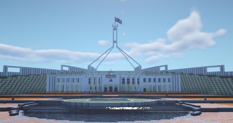 Maquette du Parlement construit en 'Minecraft'