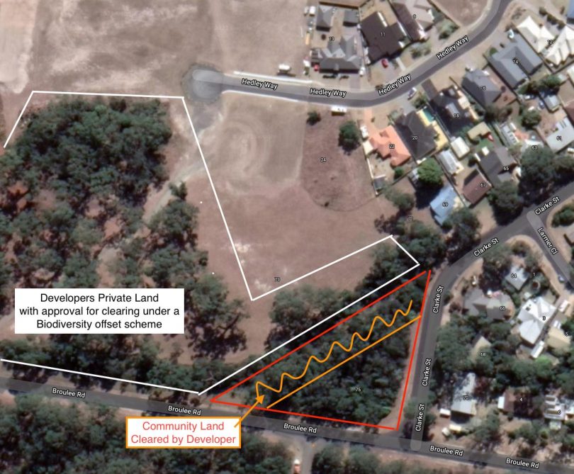 Overlay map of bushland lot in Broulee