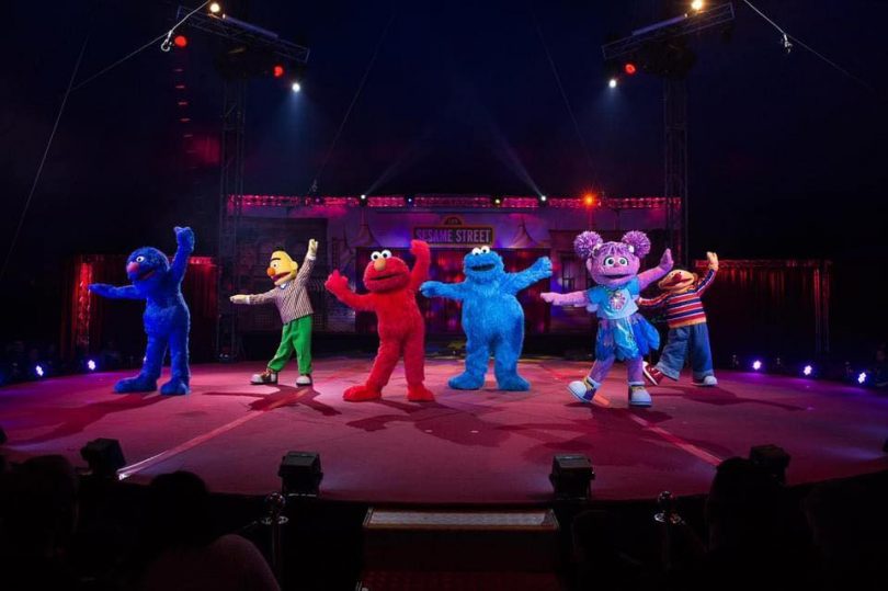 Sesame Street characters on stage