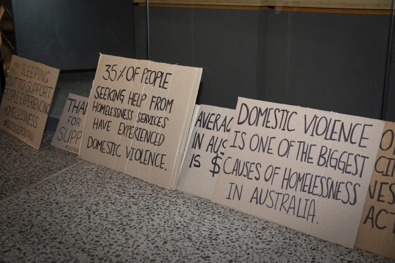 domestic violence causing homelessness signboard