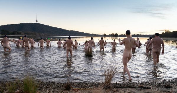 Brave Canberrans bared all for Lifeline's Winter Solstice Nude Charity Swim