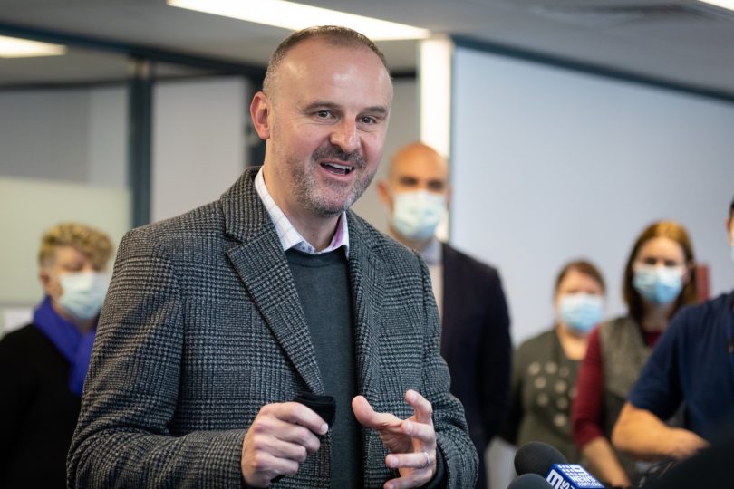 Chief Minister Andrew Barr MLA at Canberra Airport precinct COVID-19 mass vaccination clinic.