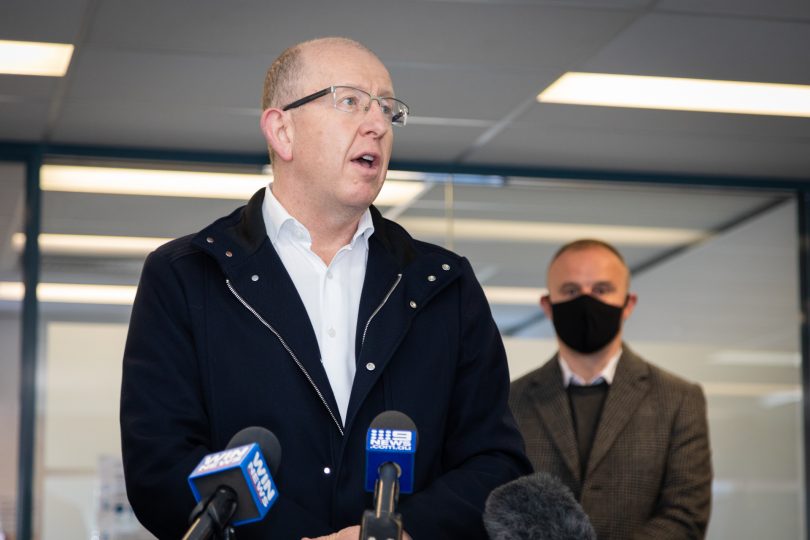 Canberra Airport managing director Stephen Byron and Chief Minister Andrew Barr