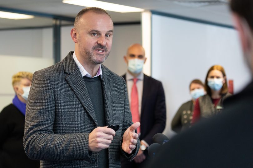 Chief Minister Andrew Barr MLA at Canberra Airport precinct COVID-19 mass vaccination clinic.