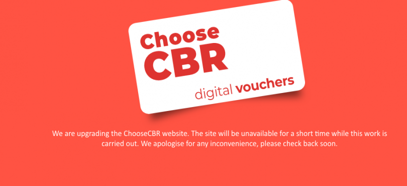The ChooseCBR website showing site under maintenance