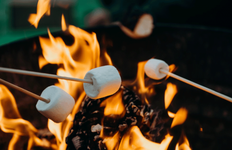 Marshmallows roasting over fire