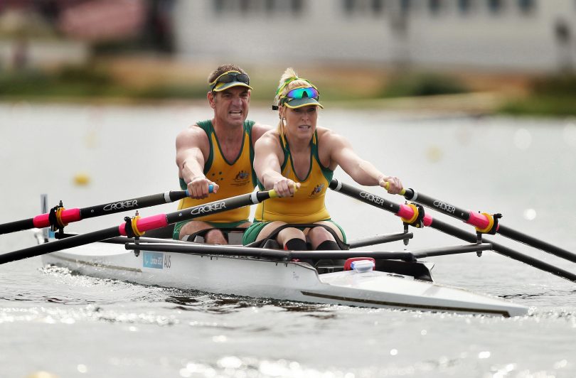 Kathryn Ross competing in para-rowing at 2012 London Paralympics