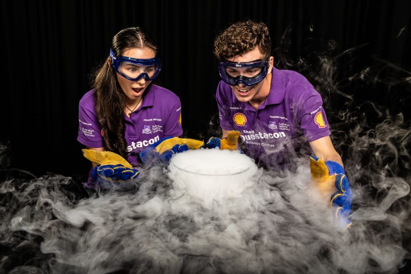 Questacon's Liquid Nitrogen chefs conducting science experiment