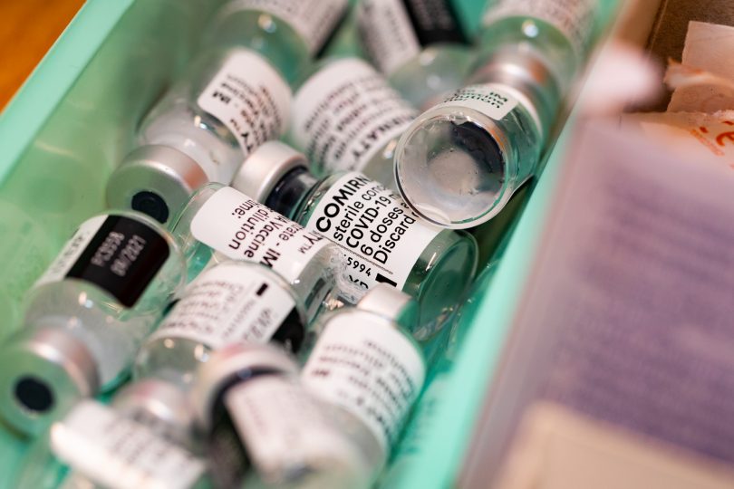 Empty COVID-19 Pfizer vaccine vials